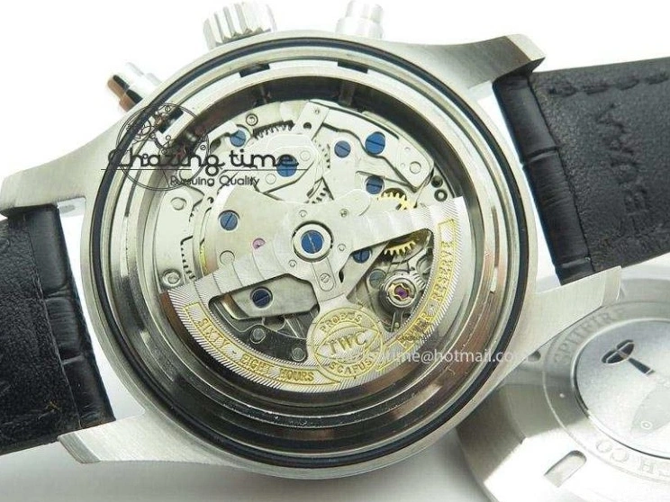 MIROTIME 0513 Youthful Pilot Spitfire 3878 Chrono BP Gray Dial SS On Black Leather Strap A 7368